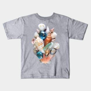 Shell collage with beach glass Kids T-Shirt